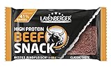 Layenberger High Protein Beef Snack Classic Taste, herzhafter Protein Snack aus deutschem Rindfleisch mit 41 % Eiweiß, nur 1,7 % Kohlenhydraten und nur 6% Fett, (1 x 35 g)