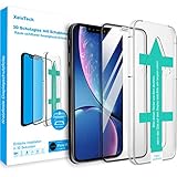 XeloTech 3D/4D Schutzglas kompatibel mit iPhone 11 & iPhone XR mit 6.1 Zoll - Mit Schablone für Positionierung - Full Screen Vollglas-Displayschutz aus 9H Glas - Kampatibel mit Hü