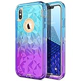 Cmxxfa. Color Gradient Clear Telefon Case für iPhone 7 8 6 Plus X XR XS. Max Case Transparent PC . Linderung TPU Farbige Hülle Case Coque (Farbe : LILA, Material : For iphone 6)