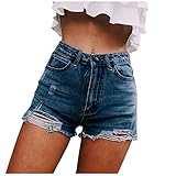 Dasongff Damen Sommer Shorts Jeans Destroyed Freizeithose Streetwear Outdoor Sommerhose Chic Bermuda Hotpants Strandhosen Ultra-Short Denim Sexy