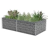 Gabionen Hochbeet, Pflanzstein Steinkorb aus Verzinkter Stahl Pflanzkübel für Terrasse Garten Balkon, 180 × 90 × 50