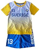 Coole-Fun-T-Shirts SCHWEDEN Trikotset Fußball Sverige Sweden Kinder Jungen + Mädchen Trikot + Hose Weiss Gr.152