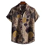 SSBZYES Herrenhemden Kurzarm Herrenmode T-Shirt Strickjacke Herren Blumenhemd Baumwolle Leinen Bedrucktes Kurzarmhemd B