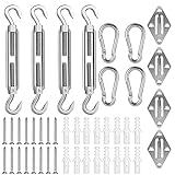 Fuyamp 44 PCs Sonnensegel Befestigung, Spannschraube Karabiner Montageset mit Schrauben, Edelstahl Sonnenschutz Befestigung Segel Montage Werkzeug