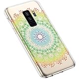 Uposao Kompatibel mit Samsung Galaxy S9 Plus Hülle Silikon Transparent Durchsichtig Handyhülle Mandala Henna Blumen Traumfänger Muster Motiv Crystal Clear Case Schutzhülle Dünn Slim Tasche,#1