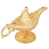 Aladdin Genie Lampe aus Zinklegierung, Genie Light Lampe, Aladdin light Magic Genie Light Metal geschnitzt Legend Lampe Wishing Light Pot D