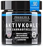 Proderis Kokosnuss Aktivkohle Pulver für weiße Zähne mit frischem Menthol Vegan Activated Charcoal Teeth Whitening Powder Zahnaufhellung