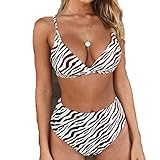 iYmitz Sommer Badeanzug Damen Bikini Schlange Leopard Zebra Print Bademode Push-Up Gepolstert Strandmode Swimw