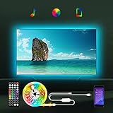 Led TV Hintergrundbeleuchtung für TV 55 bis 85 zoll, 5m TV Led Beleuchtung RGB LED Streifen mit APP/Bluetooth, USB Led Backlight für 55 65 70 75 82 85 Zoll TV