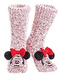 Disney Mickey Minnie Winter Socken, Kuschelsocken Damen Mädchen Warm Ultra-Bequeme Hausschuhsocken Antirutsch Flauschigem Sherpa-Futter, Tolles Geschenk für Mama (Rot, 36 EU-41 EU, numeric_36)