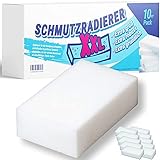 AMZTRADE® Schmutzradierer XXL Zauberschwamm und Radierschwamm| 10 Stck. Spar Pack Made in Germany | extra groß: 12,5 x 6,5 x 3 cm | Profi Melaminschwamm als Fleckenentferner und Wandreinig