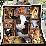 Decke Tierische Kuh Persönlichkeit Kuscheldecke Weiche und Warme Kunstfelldecke 3D Wolldecke Sofadecke Tagesdecke FüR Kinder Und Babys 130x150