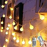 [120 LED] Lichterkette Kugel, 15M 8 Modi und Merk Funktion,lichterketten außen/innen mit Stecker, ideale party deko, kinderzimmer, balkon,weihnachtsbeleuchtung usw. (Warmweiß)