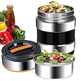 WFCQNB Edelstahl-Vakuum-isoliertes auslaufsicheres Lebensmittelbehälter, Suppen- / Lebensmittelflasche Mittagspause, mehrschichtige sich versiegelte Lunchbox, um das Essen heiß und kalt zu halten, b