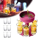 ZRBD-ds 6 Shot Glasspender Halterspender Zum Füll Flüssigkeiten Bar Shot Dispenser Party Startete Schneller Weinglaspenser Für Haus, Bar, Party, Trinkspiele (Color : Pink)
