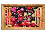 3D Wandtattoo Beeren Beere Erdbeere Brombeere Tapete Wand Aufkleber Wanddurchbruch Deko Wandbild Wandsticker 11N1755, Wandbild Größe F:ca. 97cmx57