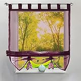 i@HOME Voile Raffrollo 80x155cm Raffrollo ohne Bohren Raffgardine mit Schlaufen Fenstervorhang Scheibengardinen Rollos Schlaufen Transparent Vorhang für F