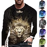 HNOFIQNF Herren Sweatshirt Casual Langarmshirt Totenkopf 3D Drucken Pullover Oberteile Männer Rundhals Basic Shirts Herbst Winter Langarmshirt Vintage Bluse Tops Jumper Bequemes Streetw