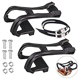 1 Paar Fahrrad Pedale Riemen Pedal Toe Clip Fahrrad Pedal Straps Kunststoff Einstellbare für Radfahren MTB Rennrad Mountainbike, kommen mit Armaturen, Pedalzubehör, Fahrrad F