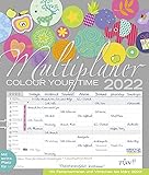 Multiplaner - Colour your time 2022: Familienplaner, 7 breite Spalten. Großer Familienkalender mit Ferienterminen, extra Spalte, Vorschau für 2023 und Datumsschieber. Format: 40x47