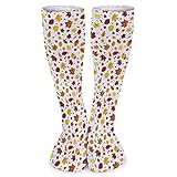 Bunte verschiedene Herbstblätter Physalis Laternen Natur Neuheit Herren Damen Sportliche Socken Crew Socken Kompressionssocken für Party Outdoor Sports 15,7 Z