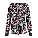 Schlupfkasack Langarmshirt für Damen Pflege Kasack Große Größen Nurse T-Shirt Schlupfhemd mit Taschen Langarm O-Ausschnitt Pflegebekleidung Berufskleidung Krankenpfleger Uniformen Nurse U