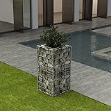 Gabionen Pflanzkorb, Übertopf aus verzinktem Metall Gabione Hochbeet Outdoor Patio Gabionen Pflanzkorb für Garten Terrasse Landschaft, 50x50x100