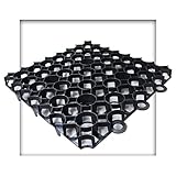 Kieskönig Rasengitter 50x50x4 cm schwarz Rasengitterplatten Rasenwaben Rasenmatten mit Bodenkreuzen Bodenwaben 40 Stück (10 m²)