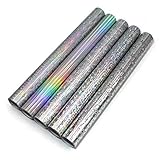 5er Set Glitzerfolie Klebefolie 100x33cm pro Rolle Hologramm Glitzer Folie Bastelfolie Dekofolie Glitter Vinyl DIY (Bunt gemischt)