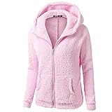 GFGHH Kapuzenpullover Damen Teddy-Fleece Mantel Farbblock Hoodie Plüsch Sweatshirt Oversize Warm Plüschjacke Cardigan Kapuzenjacke mit Taschen Sherpa Frauen Übergangsjacke Lose Langarm Lässige Outw