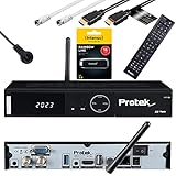 Protek X2 4K UHD Twin Receiver - E2 Linux 2X DVB-S2 - WiFi, Infrarot Empfänger, USB 2.0 & 3.0, HDTV, 2160p, H.265, HDR XAIOX HDMI Kabel + SAT-Kabel + 16GB USB Stick [Astra & Hotbird vorprogrammiert]