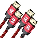 4K HDMI Kabel [2Stück 3M], Sweguard HDMI 2.0 auf HDMI Kabel 4K@60Hz 18Gbps Nylon Geflechtkabel, vergoldete Anschlüsse mit Ethernet/Audio Rückkanal, kompatibel Video 4K UHD 2160p,HD1080p,Xbox PS4 (Rot)