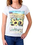 Madonna T-Shirt Damen TIRIL Rundhals mit Perlen Sunflower Print Shirt MF-406981 Grau XL