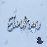 Perleberg zur Geburt Lettering - Juhu ein Junge! - 15 x 15 cm 7782014-2