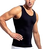 Formeasy Herren Bauch Weg Shirt Shapewear Unterhemd, Body Shape, Kompressionsunterhemd für Männer in weiß oder schwarz - Figurformend Shaper Bauchweg (XL (48-54), Schwarz)