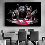 Changminga Kunstposter Deko Moderne Lustige Tier Französische Bulldogge Spielkarten Leinwand Malerei Bild Wohnzimmer Wohnkultur 60x90