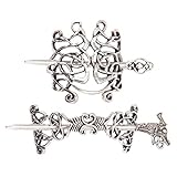 SOLUSTRE 2pcs Keltische Haarnadel Vintage Haarstab Keltische Haarspange Wikinger Haargabel Legierung Haarschmuck Kopfschmuck Silber Wikinger Kostüm Zubehor Geschenk S