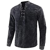 JIOJIO Herren Tops Herren Pullover Herren Langarmshirts Herren T-Shirt mit Cross Draw Design auf der Vorderseite Lässiges Langarm Slim S