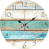 JUSTINLAU Wanduhr Moderne Stranduhr Boho Wanduhr, Vintage Küste Wanduhr Wanddekorationen für Wohnzimmer Rustikale Dekoration Shabby Chic Wanddekoration Rustikale Wandk