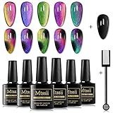 MTSSII Cat Eye Gel Nagellack Chamäleon Magnetgel UV LED 6 Farben Nagellack Set mit 1 Magnet Stick absaug