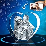 ArtPix 3D Glasfoto, personalisiertes Geschenk mit Ihrem eigenen Foto, 3D-Laser-geätztes Bild, graviertes Herzkristall, Erinnerungs-Geburtstagsgeschenke für Mama, Papa, Männer, F