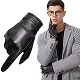 Neusky Herren Lederhandschuhe Touchscreen Handschuhe winter warm Handschuhe aus Nappa - Lammleder mit Kaschmir Futter (Schwarz, M)