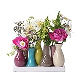 Jinfa Handgefertigte kleine Keramik Deko Blumenvasen Set aus 7 Vasen in b