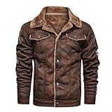 MITCOWBOYS Bomberjacke Herren Winter Mit Fellkragen Teddyfutter Outdoorjacke Fliegerjacke Lederjacke Softshelljacke Bikerjacke Motorradjacke Freizeitjacke Winterjacke Fleece Übergangsjack