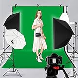 Professionelles Fotostudio Set IPPINKAN 2 x 3M Hintergrund Stützsystem sowie 45W 5700K Regenschirme Softbox Set für Fotostudio Produkt Porträt sowie Video Fotog