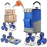 winkeep Einkaufstrolley, 2 in 1 Klappbar Einkaufswagen 75 Liter Kapazität Super Laden 50kg Arbeitsersparnis Treppensteigen mit Verstellbarem Spannseile, 3 Große Geräuschlose R