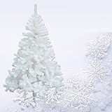 huigou HG® 180cm Weiß Künstlicher Weihnachtsbaum Tannenbaum Dekobaum mit Metallständer Natur schwer entflammbar sehr schneller Aufbau mit Klappsystem sehr hochwertig