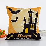 Kissenbezüge Halloween, Internet Sofa Bett Home Kaffee Decor Quadratisch Kissenhülle Leinen unsichtbar Reißverschluss 45 cm * 45 cm, Leinen, Multicolore #2, 45cm*45