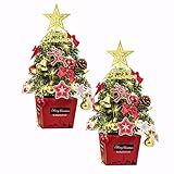 ZFRXIGN 2 Stücke Mini Weihnachtsbaum Tischplatte Künstlicher Christbaum Geschenkbox Weihnachtsbaum Weihnachtsdekorationen Kommt Mit Dekoration Und LED-Leuchten 30/45cm(Size:30cm)