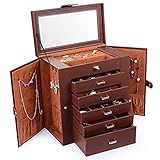 CaoQuanBaiHuoDian Aufbewahrungsbox für Damenschmuck Schmuckkasten Hülle baumelnd Ohrringspiegel Armoire-Speicherung Praktisches Design (Farbe : Coffee)